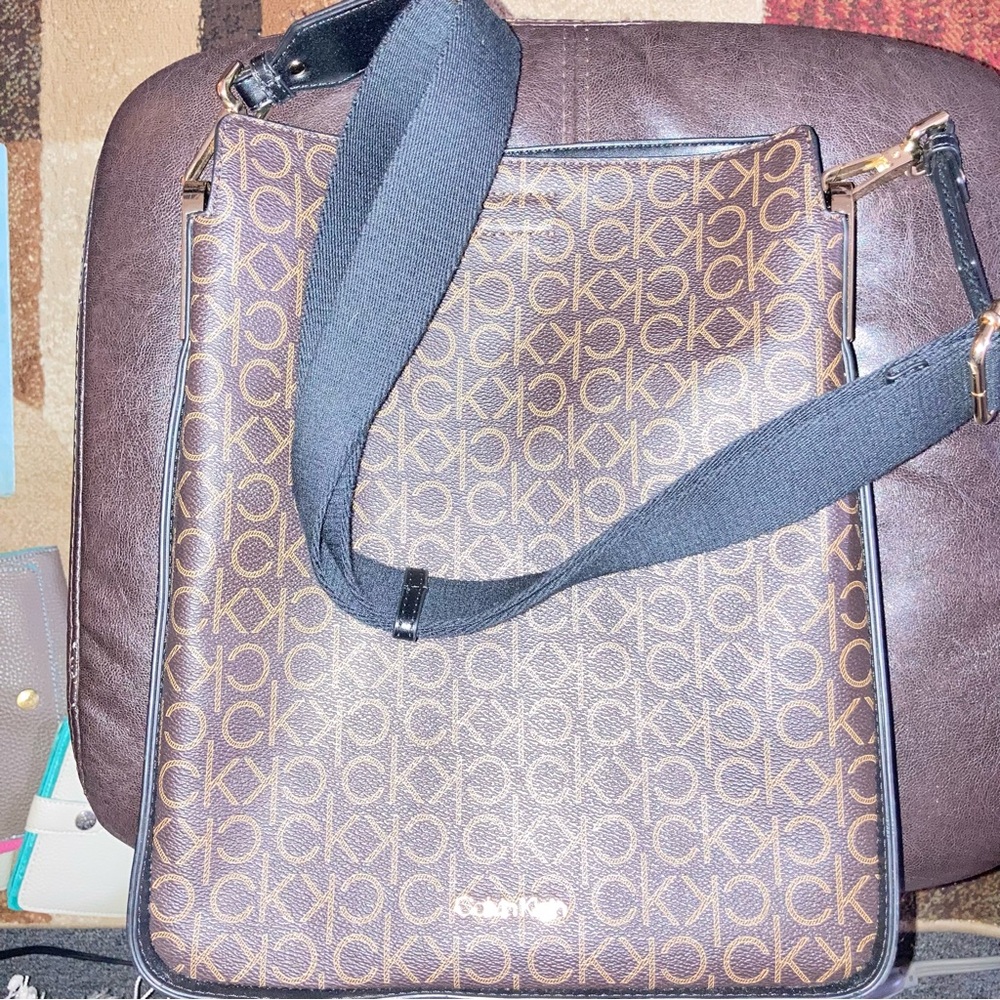 Calvin Klein Monogram Brown  Vintage Messenger Bag vintage